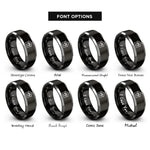 font options for inside engraving on black & grey hideout house paw rings