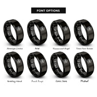 font options for inside engraving on black hideout house paw rings