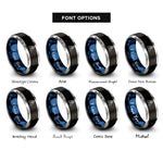 font options for inside engraving on black & blue & gray high five rings