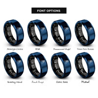 font options for inside engraving on black & blue high five rings