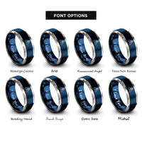 font options for inside engraving on blue & grey high five rings