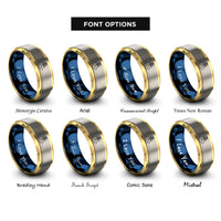 font options for inside engraving on gold & blue & gray high five rings