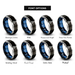 font options for inside engraving on black & blue & gray high voltage rings