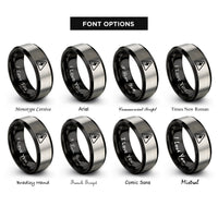 font options for inside engraving on black & silver high voltage rings