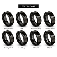font options for inside engraving on black high voltage rings