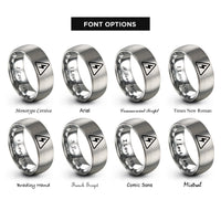 font options for inside engraving on silver high voltage symbol rings