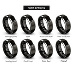 font options for inside engraving on black & grey highball glass rings