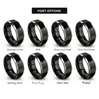 font options for inside engraving on black & grey highball glass rings