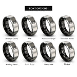 font options for inside engraving on black & silver highball glass rings