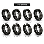 font options for inside engraving on black & grey highland cow rings