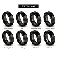 font options for inside engraving on black highland cow rings
