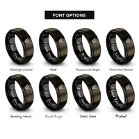 font options for inside engraving on gunmetal & black highland cow rings