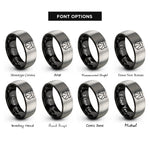 font options for inside engraving on black & silver highway shield rings