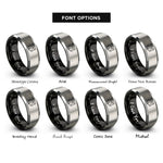 font options for inside engraving on black & grey highway shield rings