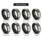 font options for inside engraving on black & grey highway shield rings