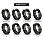 font options for inside engraving on black & silver highway shield rings