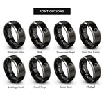 font options for inside engraving on black & gray highway shield sign rings