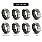 font options for inside engraving on black & grey hiker backpack rings