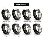 font options for inside engraving on black & grey hiker backpack rings