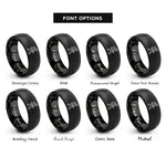 font options for inside engraving on black hiker backpack rings