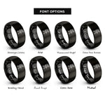 font options for inside engraving on black hiker backpack rings