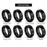 font options for inside engraving on black hiker backpack rings