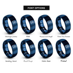 font options for inside engraving on blue hiker backpack rings