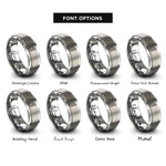 font options for inside engraving on gray hiker backpack rings