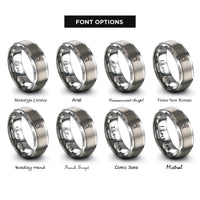 font options for inside engraving on gray hiker backpack rings