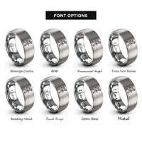 font options for inside engraving on gray hiker backpack rings