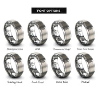 font options for inside engraving on gray hiker backpack rings