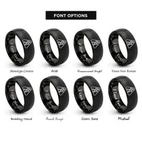font options for inside engraving on black hiker crossing symbol rings