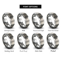 font options for inside engraving on gray hiker crossing symbol rings