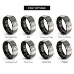 font options for inside engraving on black & silver hiker flag rings