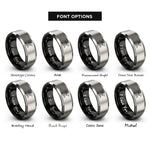 font options for inside engraving on black & silver hiker flag rings