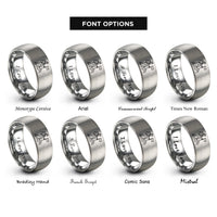 font options for inside engraving on gray hiker flag rings