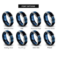 font options for inside engraving on blue & gray hiker moon rings
