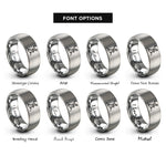 font options for inside engraving on grey hiker moon rings
