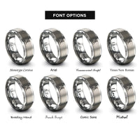 font options for inside engraving on gray hiker moon rings