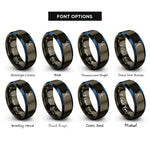 font options for inside engraving on gunmetal & blue hiker moon rings