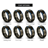font options for inside engraving on gunmetal & blue hiker moon rings
