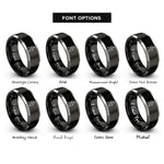 font options for inside engraving on black & silver hiker pole rings