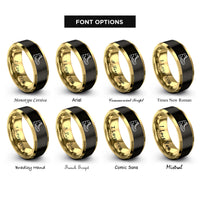 font options for inside engraving on black & gold hiking boot rings
