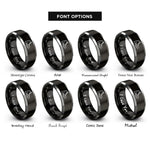 font options for inside engraving on black & silver hiking boot rings