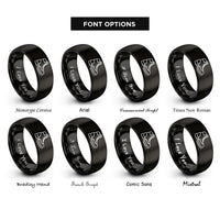 font options for inside engraving on black hiking boot rings