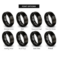 font options for inside engraving on black hiking boot rings