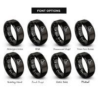 font options for inside engraving on black hiking boot rings