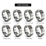 font options for inside engraving on silver hiking boot rings