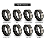 font options for inside engraving on black & silver hiking boot print rings