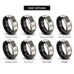 font options for inside engraving on black & grey hiking boot print rings